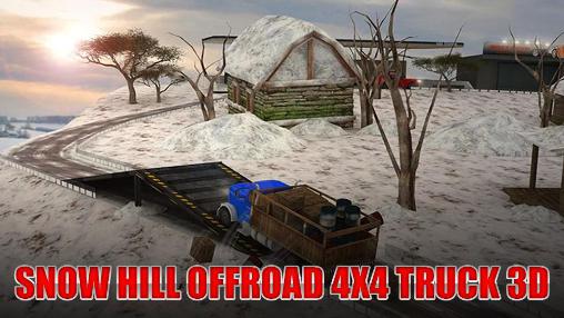 Colina nevada: 4x4 camión en el camino 3D