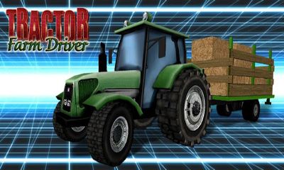 Conductor de tractor en la granja