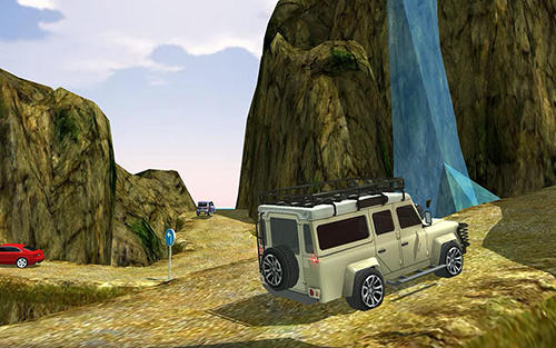 Todoterreno 4x4: Chófer de jeep en las colinas 