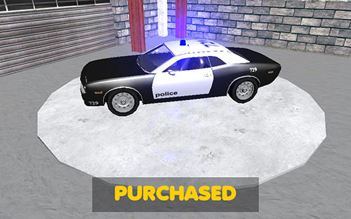 Piloto de carreras en un vehículo policial en 3D
