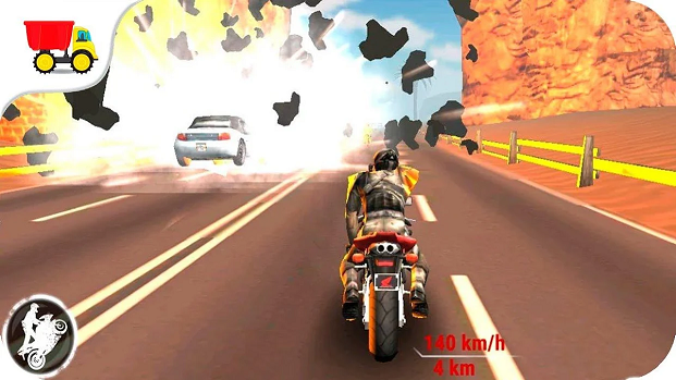 Descargar Super 3D Highway Bike Stunt: Motorbike Racing Game gratis para Android 4.4.