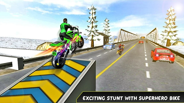 Super 3D Highway Bike Stunt: Motorbike Racing Game