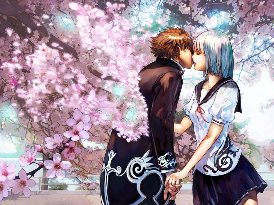 Anime,Chicas,Hombres,Besos,Amor