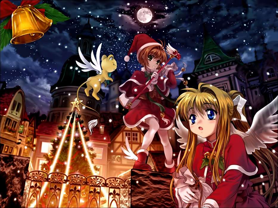 Descargar imagen para celular gratis: Vacaciones,Anime,Chicas,Año  Nuevo,Navidad.
