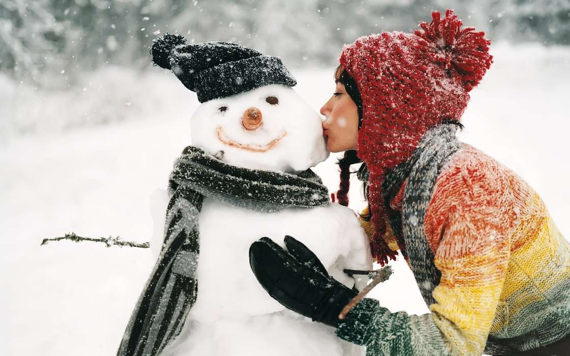 Chicas,Personas,Muñeco de nieve,Nieve
