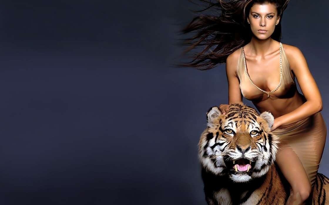 Chicas,Personas,Tigres,Animales