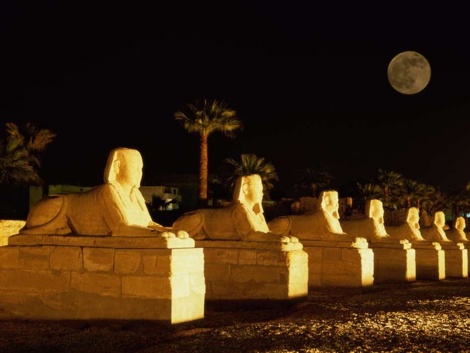 Paisaje,Noche,Egipto,Esfinge