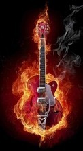 Descargar la imagen 128x160 Música,Arte,Fuego,Instrumentos,Guitarras,Objetos para celular gratis.