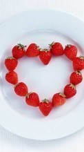 Descargar la imagen Frutas,Comida,Fresa,Corazones,Amor,Día de San Valentín,Bayas para celular gratis.