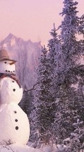 Descargar la imagen 1080x1920 Paisaje,Invierno,Año Nuevo,Nieve,Abetos,Navidad,Muñeco de nieve para celular gratis.