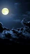 Descargar la imagen Cielo,Noche,Nubes,Luna,Paisaje para celular gratis.