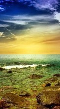 Descargar la imagen Mar,Paisaje,Naturaleza,Puesta del sol para celular gratis.