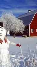 Descargar la imagen Muñeco de nieve,Paisaje,Invierno para celular gratis.