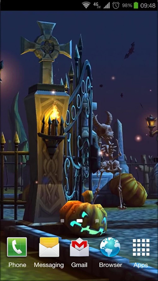 Descargar los fondos de pantalla animados Cementerio de Halloween   para teléfonos y tabletas Android gratis.