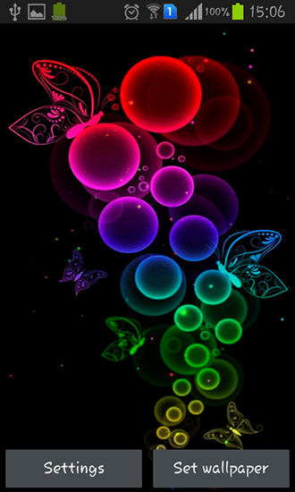 Burbujas y mariposas  - descargar los fondos de pantalla animados gratis para el teléfono Android 4.1.2.