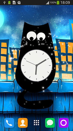 Reloj-gato  - descargar los fondos de pantalla animados Animales gratis para el teléfono Android.