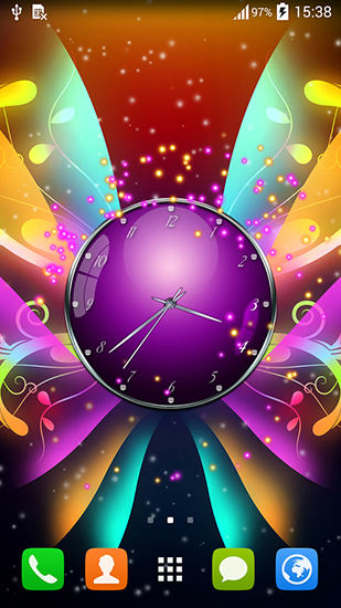 Relojes con mariposas  - descargar los fondos de pantalla animados gratis para el teléfono Android 4.4.4.