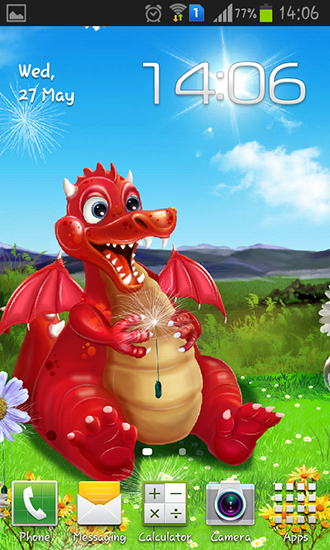 Dragón lindo - descargar los fondos de pantalla animados gratis para el teléfono Android 4.1.2.