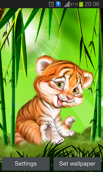 Descargar los fondos de pantalla animados Cachorro de tigre lindo para teléfonos y tabletas Android gratis.