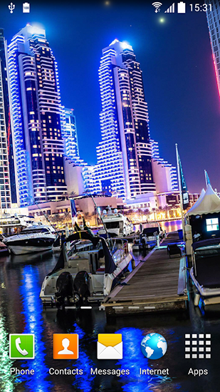 Descargar los fondos de pantalla animados Dubai nocturno para teléfonos y tabletas Android gratis.
