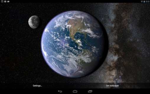 Tierra y luna en giroscópico 3D  - descargar los fondos de pantalla animados 3D gratis para el teléfono Android.