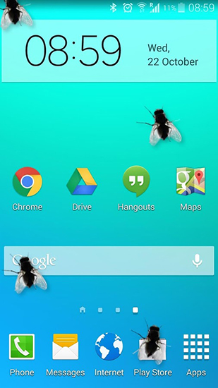 Mosca en el teléfono - descargar los fondos de pantalla animados gratis para el teléfono Android 4.0.