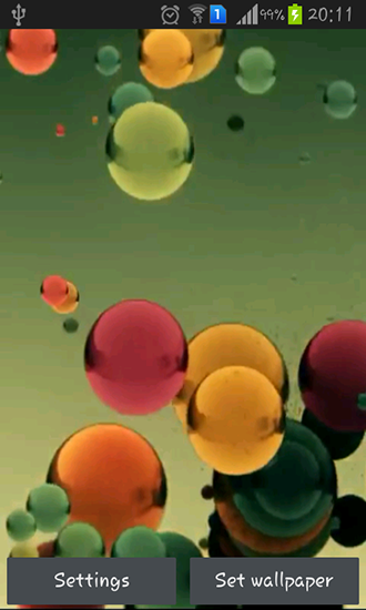 Bolas coloridas voladoras  - descargar los fondos de pantalla animados gratis para el teléfono Android 4.0.