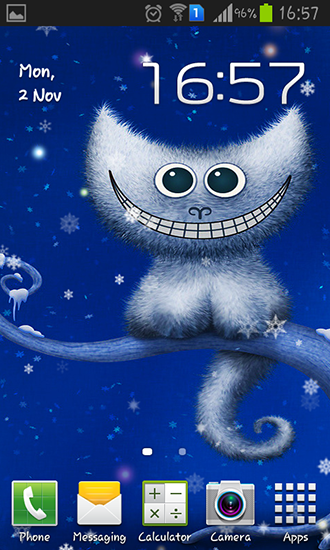 Descargar los fondos de pantalla animados Gatito divertido de Navidad y sus sonrisa  para teléfonos y tabletas Android gratis.