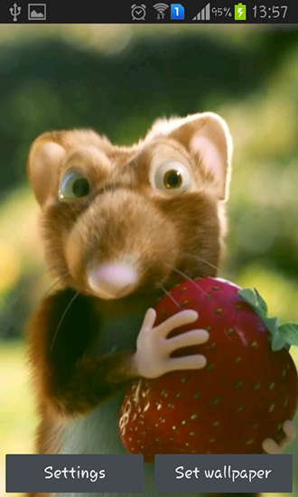 Ratón con fresas - descargar los fondos de pantalla animados Animales gratis para el teléfono Android.