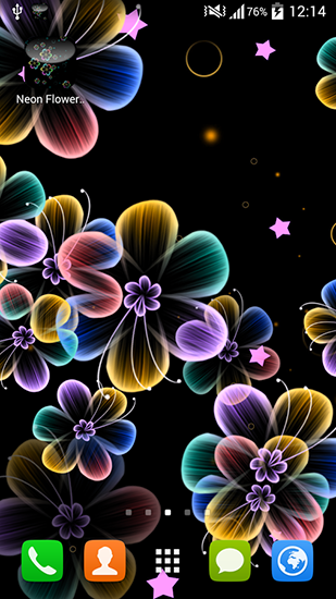 Flores de neón  - descargar los fondos de pantalla animados gratis para el teléfono Android 4.4.