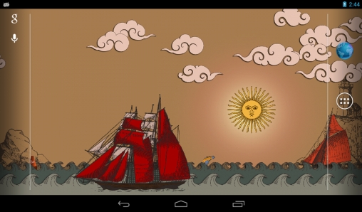 Mar de papel  - descargar los fondos de pantalla animados Con reloj gratis para el teléfono Android.