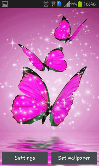 Descargar los fondos de pantalla animados Mariposa rosada  para teléfonos y tabletas Android gratis.