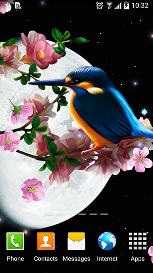 Sakura y el pájaro  - descargar los fondos de pantalla animados Vector gratis para el teléfono Android.