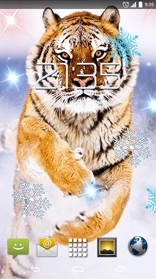 Tigre de la nieve - descargar los fondos de pantalla animados Animales gratis para el teléfono Android.