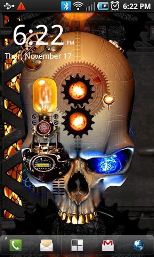Cráneo Steampunk - descargar los fondos de pantalla animados Alta tecnología gratis para el teléfono Android.