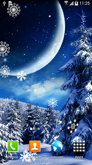 Noche de invierno  - descargar los fondos de pantalla animados 3D gratis para el teléfono Android.