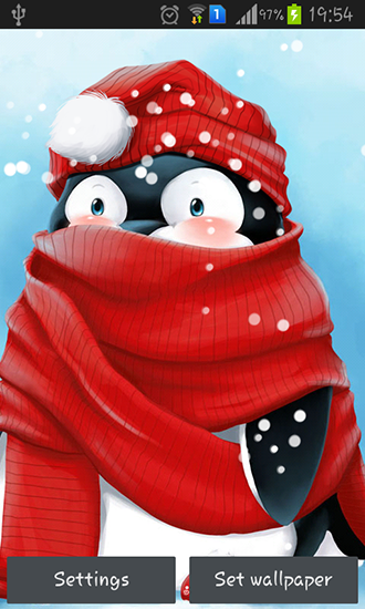 Pingüino del invierno - descargar los fondos de pantalla animados gratis para el teléfono Android 4.4.2.