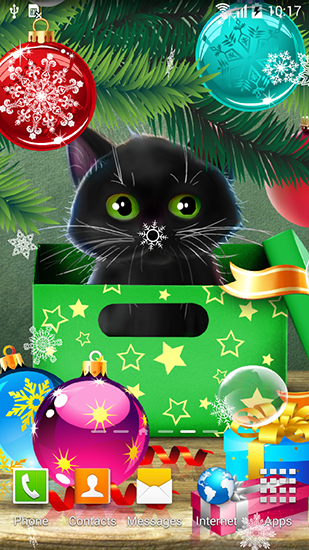 Descargar  Gatito en Navidad  - los fondos gratis de pantalla para Android en el escritorio. 