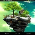 Además de los fondos de pantalla animados para Android Delfín azul, descarga la apk gratis de los salvapantallas Isla volando 3D.