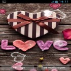 Además de los fondos de pantalla animados para Android Palomas , descarga la apk gratis de los salvapantallas Corazones de amor.